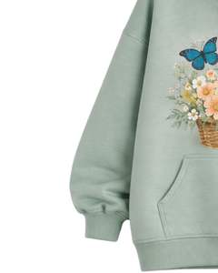 Blue Floral Butterfly Printed Hoodie Jogger Pant Set <b>Women</b> Fleece Pullover Sweatshirt With Matching <b>Trouser</b> Casual Winter Outfit - Product Image 5