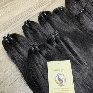 Extensions de cheveux humains vierges crus vietnamiens en gros de haute qualité boucles droites noires naturelles paquet de cheveux de trame de génie - Product Image 2