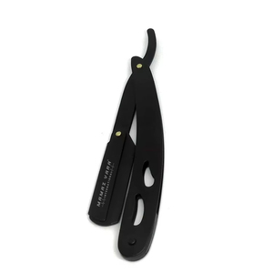 Hot Style Black <b>Single</b> <b>Blade</b> Straight <b>Razor</b> 100% Stainless Steel Professional Barber Shaving <b>Razor</b> for Face & Body with Free - Product Image 1
