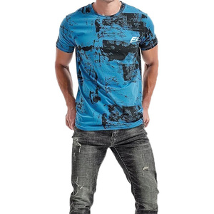 Camisetas de cuello redondo para hombre al por mayor, con logo personalizado, estampado desgastado, en blanco, para gimnasio, fitness, ropa urbana, ropa casual, proveedor de ropa B2B - Product Image 5