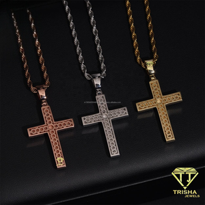 สร้อยคอจี้รูปกางเขนฮิปฮอปประดับเพชรโมอิสซาไนต์ เงินแท้ 925  แบบ Iced Out เครื่องประดับทางศาสนา - Product Image 2