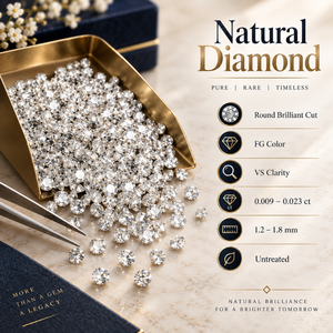 Diamants ronds brillants naturels de qualité supérieure, couleur FG, clarté VS, 0,009-0,023 ct, 1,2-1,8 mm, non traités |   Fournisseur en gros de pierres brutes - Product Image 5