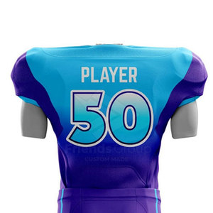 Ensemble d'uniformes de football américain de qualité supérieure, durable, respirant, doux, tissu 100% polyester, col en V, manches courtes - Product Image 5