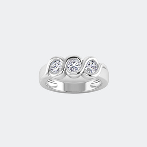 0.70CTW Three Stone Round Solitaire Bezel set <b>Diamond</b> <b>Ring</b> - Product Image 5