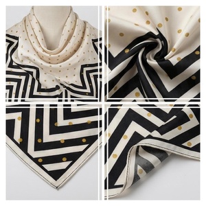 NORTH APPROACH Women's Square Silk Scarf Geometric Print Elegant Multi-Functional Fashion Accessory All Seasons - Product Image 4