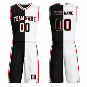 Custom Black White Split <b>Volleyball</b> Jersey <b>Set</b> V-Neck Sleeveless Sublimated Quick Dry 100% Polyester Unisex Adult Team Sports - Product Image 1