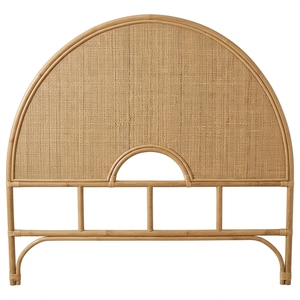 Cabecera de Cama Moderna y Minimalista, Arqueada, de Ratán y Madera Ecológica, Tapizada en Microfibra Marrón, Duradera, Personalizable - Product Image 1