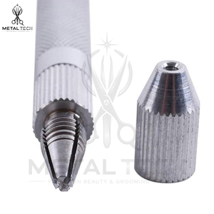 Porte-aiguilles ventilé en métal argenté, 4 tailles, aiguilles micro-crochets en acier 1-1 à 3-4, outil professionnel pour la pose de nœuds capillaires sur lace front - Product Image 6