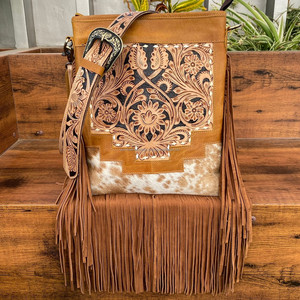 2025 Custom Large Capacity Hand Tooled Leather Handbag With Fringe Crossbody <b>Bag</b> High Quality Leather Shoulder <b>Bag</b> <b>for</b> <b>Women</b> - Product Image 2