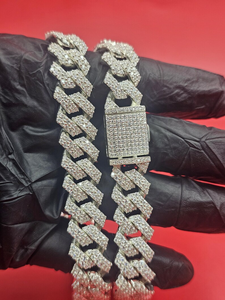 Pulsera de eslabones cubanos Iced Out con moissanita, acabado plateado, engaste pavé, joyería de lujo estilo Hip Hop - Product Image 3
