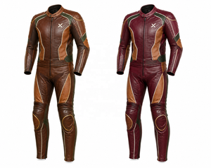 Combinaison de moto en cuir d'inspiration vintage |   Bourgogne Brun |   Fabricant OEM ODM |   Qualité de conception haut de gamme | Vêtements de course - Product Image 5