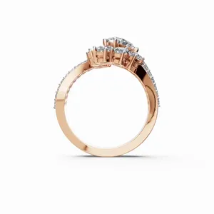 New Design Eternal Bloom of Pear Lab Grown <b>Diamond</b> <b>Ring</b> Round & Pear Cut Gold Luxury IGI Certified VVS Clarity Women - Product Image 4