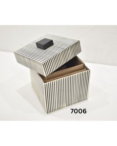 Black White Striped Decorative Storage <b>Box</b> with Lid MDF Resin Modern Home Organizer - Product Image 5