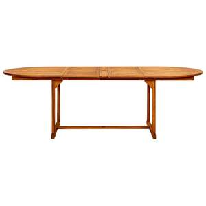 Grande table de jardin extensible en bois d'acacia massif brun, tables d'extérieur - Product Image 5