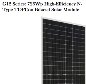 แผงโซลาร์เซลล์แบบสองหน้า G12 ซีรีส์ 725 วัตต์ ประสิทธิภาพสูง 23.71% ชนิด N สำหรับเซลล์แบบครึ่งแผ่น - Product Image 2