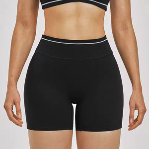 Shorts Deportivos Negros de Cintura Alta con Ribete Gris, Lavado Enzimático, Mezcla de Algodón Holgada, Estampado Floral, Cierre con Cordón, Ropa Deportiva para Mujer - Product Image 2