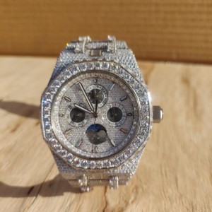 Custom Hip Hop Bling Design VVS Clarity Cut Moissanite Diamond Quartz Watch Stylish Men's Stainless Steel <b>Automatic</b> Charm Watch - Product Image 2