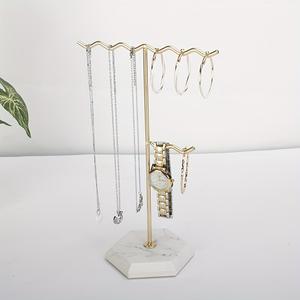 Soporte de Joyería Moderno Estilo Árbol con Ganchos Ondulados, Organizador de Collares Anti-Enredos, Base Estable, Exhibidor Elegante para Tocador - Product Image 3