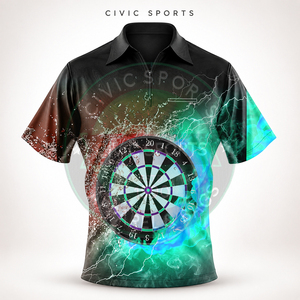 เสื้อโปโลแขนสั้นผู้ชาย CIVIC SPORTS ลายพิมพ์ดิจิทัลรูปทรงลูกดอก แห้งเร็ว ผลิตจากโพลีเอสเตอร์ สไตล์สปอร์ต ทรงปกติ - Product Image 3