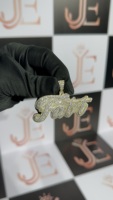 Pendentif FATT personnalisé avec nom en écriture cursive, tendance, serti de moissanite, bijoux de luxe pour mariage, en argent sterling 925, style hip-hop, rock, rappeur