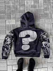 เสื้อฮู้ดซิปแบบยูนิเซ็กซ์ รุ่นหนาพิเศษ สำหรับงานปักคริสตัล สไตล์ Y2K ทรงโอเวอร์ไซส์ แบบครอป สตรีทแวร์ ผ้าฝ้าย 100% ระบายอากาศได้ดี - Product Image 5