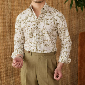 Camisa de Manga Larga para Hombre, Nueva Colección Verano 2026, Corte Slim, 100% Algodón, Estampada, Cuello Clásico, Transpirable, Alta Calidad, Casual y Versátil - Product Image 4