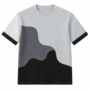 Camiseta de Manga Corta para Hombre, Cuello Redondo, Corte Regular, Casual, Sólida, Transpirable, 320g, Tejido de Punto, 100% Algodón, Ribete en Contraste - Product Image 1
