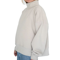 Meilleure Vente : Sweat-shirts Femme Oversize à Col Montant Court, Coupe Boxy à Encolure en V, Manches Longues, avec Empiècements, Style Urbain Hiver, Badge, OEM