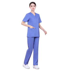 Conjunto de Uniformes Médicos para Mujer, 100% Algodón y Poliéster, Pantalones de Uniforme de Hospital, Camisetas de Manga Corta con Cuello en V, Uniformes para Profesionales de la Salud - Product Image 1