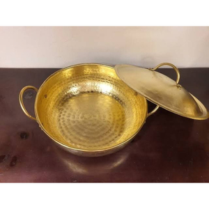 Round Pure Brass Kadahi With Dual Handle And Lid Traditional Chinese Cookware <b>Pot</b> For Stovetop <b>Cooking</b> Durable - Product Image 6