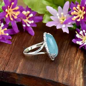 Handmade Elegant Aqua Chalcedony Gemstone Ring 925 Sterling Silver Oval Gemstone Fine Ring Statement Jewelry <b>Gift</b> <b>For</b> <b>her</b> - Product Image 4