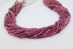 ลูกปัดรูปไข่เรียบ ขนาด 14 นิ้ว 4x6 มม. คุณภาพ AAA ทำจากหินธรรมชาติ รูเบไลต์ ทัวร์มาลีน สีชมพู สำหรับทำเครื่องประดับ - Product Image 3