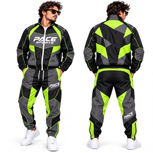mens navy blue <b>red</b> white geometric jacket and pant set full zip windbreaker jacket diagonal panel track pant training suit <b>tops</b> - Product Image 3
