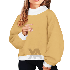 Sweat-shirt à col montant personnalisé pour femme avec broderie appliquée sur le devant, en molleton bouclette 100 % coton, idéal pour un look décontracté. - Product Image 1