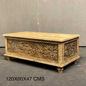 La Mejor Colección de Arte del Himalaya, Baúl Vintage Hecho a Mano de Madera Maciza con 2 Compartimentos, Decoración Combinable, Garantía de 10 Años, MOQ 1 Contenedor - Product Image 6