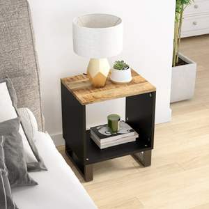 Table basse en bois de manguier naturel et noir - Product Image 1