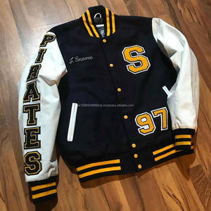 Veste universitaire pour homme de haute qualité, respirante, pour l'hiver, col montant, design de lettreman, broderie, style baseball - Product Image 1