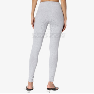 High Waist Full Length Solid Gray Yoga <b>Leggings</b> Seamless Four-Way Stretch Elastic Waist Pants - Product Image 2