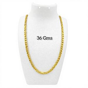 Collar de Cadena de Oro Sólido de 22K de Lujo para Hombre, Estilo Clásico para Bodas y Fiestas, Eslabones Cilíndricos Texturizados de Alto Brillo, 36 Gramos, Auténtico - Product Image 1