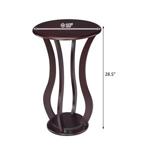 Round Cherry Accent Table with Faux Marble Top for Coffee or <b>Side</b> Use - Product Image 4