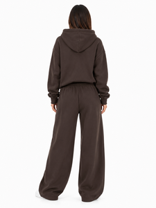 Ensemble de survêtement oversize pour femme avec épaules tombantes et pantalon palazzo ample assorti, streetwear en gros, sweat à capuche DTG - Product Image 2