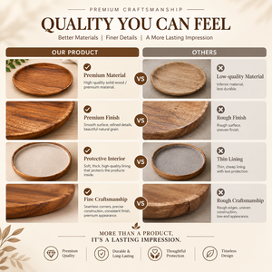 Assiette de service en bois d'acacia naturel, assiette ronde en bois faite à la main, vaisselle écologique - Product Image 2