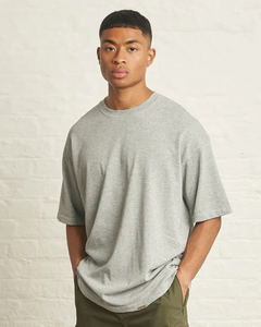 T-shirt en coton bleu clair pour homme, coupe classique, col rond, manches courtes, couleur unie, jersey décontracté - Product Image 2