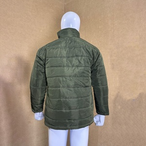 Veste matelassée pour homme, vert olive, col montant, fermeture éclair, coupe-vent, veste d'hiver décontractée, coupe régulière, rembourrage en polyester - Product Image 2