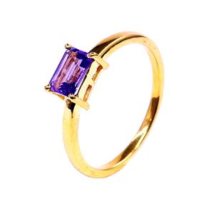 Bagues en argent sterling 925 plaqué or avec améthyste sertie en canal pour fiançailles et mariage, unisexe - Product Image 1