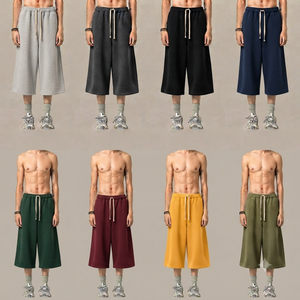 Heavyweight Streetwear Customized 350G Custom Printed Logo Cotton <b>Men</b> <b>3</b>/<b>4</b> <b>Shorts</b> <b>Men's</b> Street Trend Loose Patchwork <b>Shorts</b> - Product Image 5