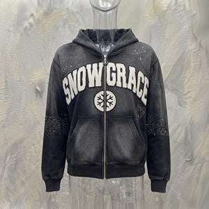 เสื้อแจ็คเก็ตผ้าฝ้ายฟลีซสำหรับผู้ชาย Snow Grace แบบมีฮู้ด ซิปหน้า ลายพิมพ์ตัวอักษร ทรงปกติ เหมาะสำหรับฤดูหนาว - Product Image 6