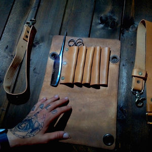 ซองใส่กรรไกรตัดผมหนังสไตล์วินเทจสุดหรู พร้อมช่องเก็บของแบบคาดเอวสำหรับร้านเสริมสวย ป้องกันกลิ่น LBSH-0017 - Product Image 3