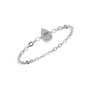 Elegante pulsera de cadena de diamantes cultivados en laboratorio de Plata de Ley 925 para mujer chapada en oro con piedras de pera Baguette para fiestas y bodas - Product Image 1