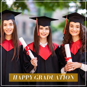 Robe de graduation pour femme avec étole rouge, toque académique et porte-diplôme pour la cérémonie de remise des diplômes universitaire, étole V - Product Image 1